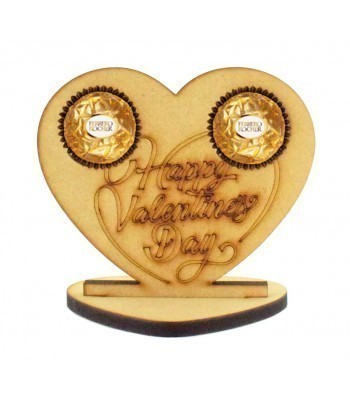 6mm 'Happy Valentines Day' Heart Ferrero Rocher Holder on a Heart Stand